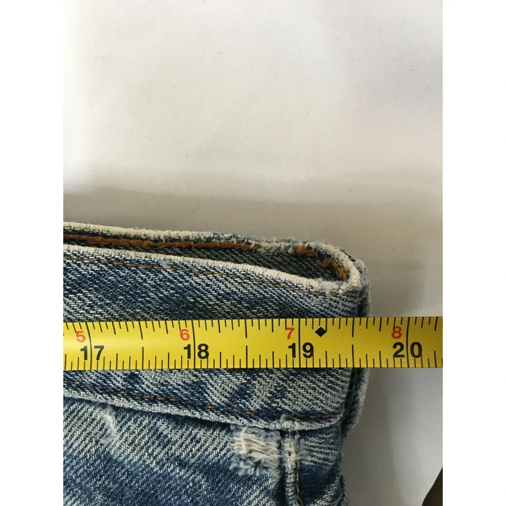 Levis 505 Regular Fit Jeans Mens Blue Distressed Straight Leg Denim Pants